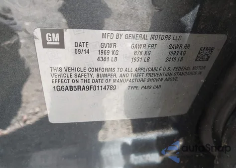 2015 Cadillac Ats Luxury z USA, uszkodzony, nr VIN 1G6AB5RA9F0114789